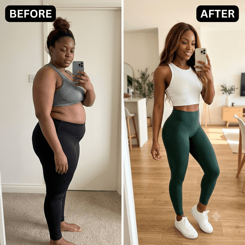 Before and after transformation, Chiamaka O.